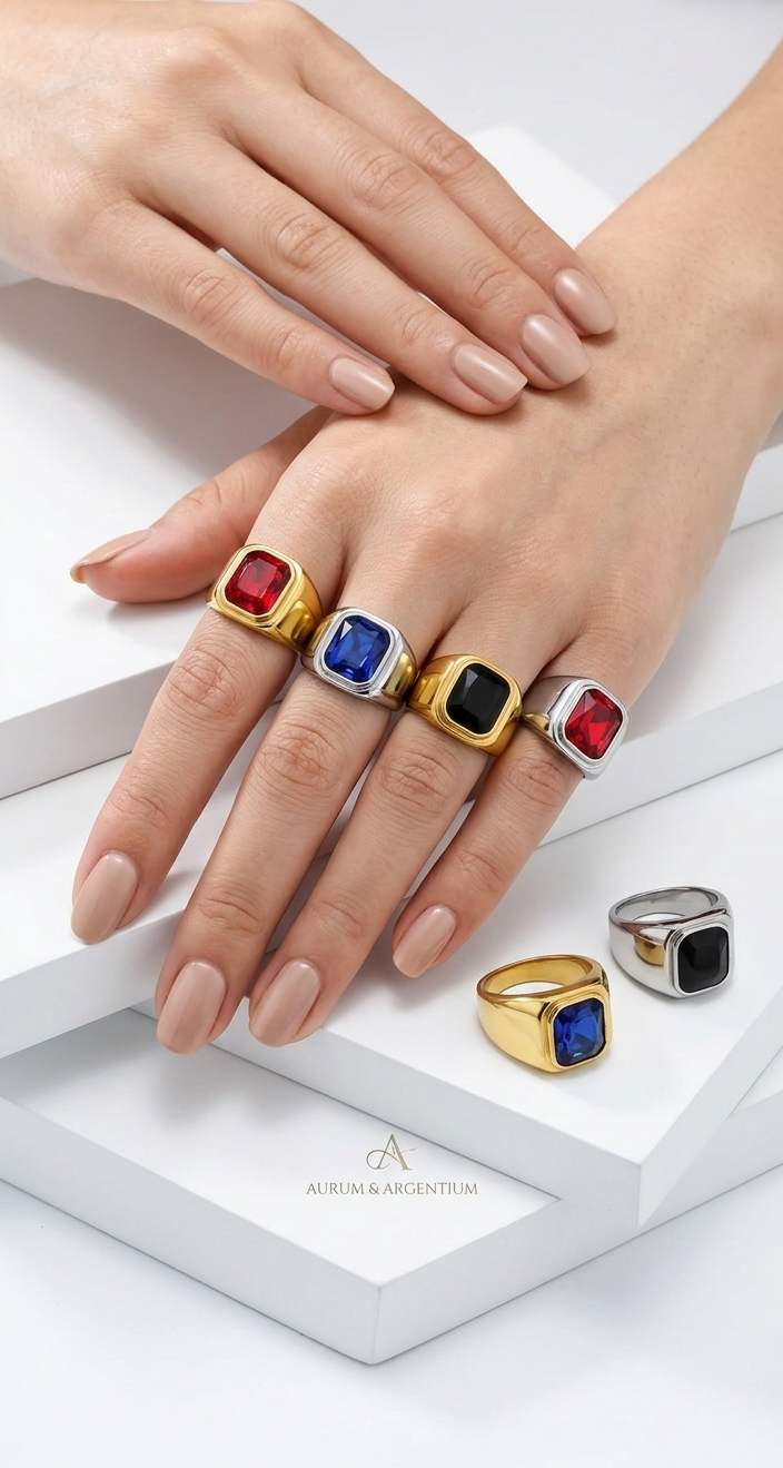Gold and silver Stainless steel rings