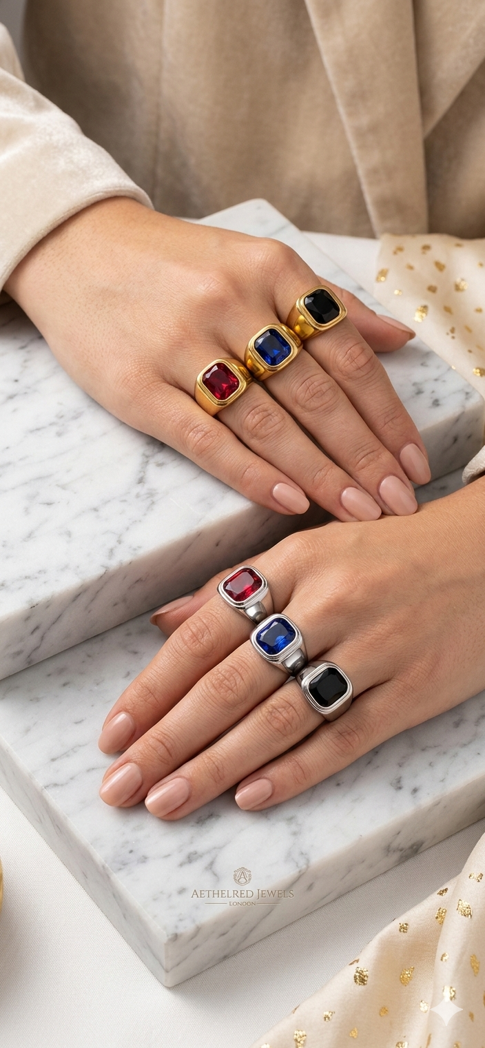 Gold and silver Stainless steel rings