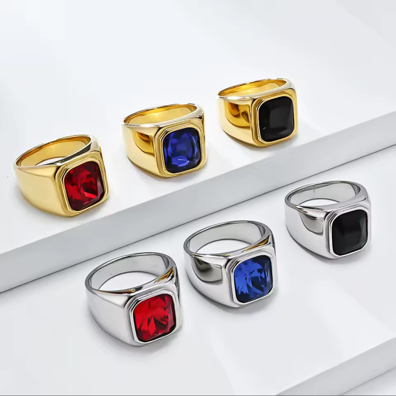 Gold and silver Stainless steel rings
