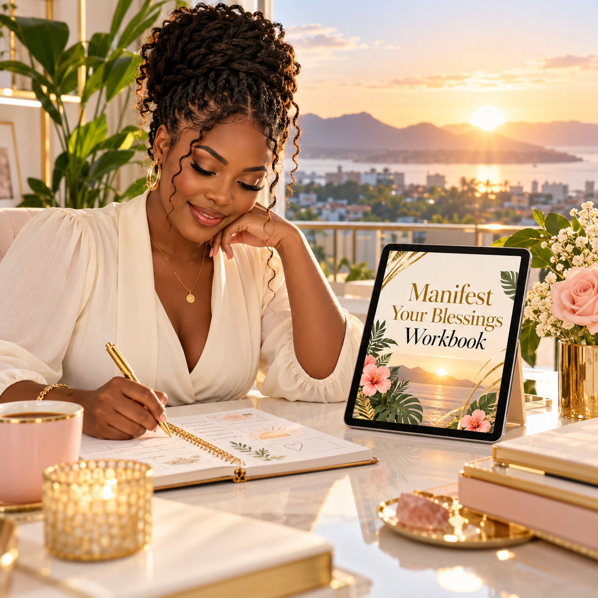 Manifest Your Blessings Workbook goal-setting scene