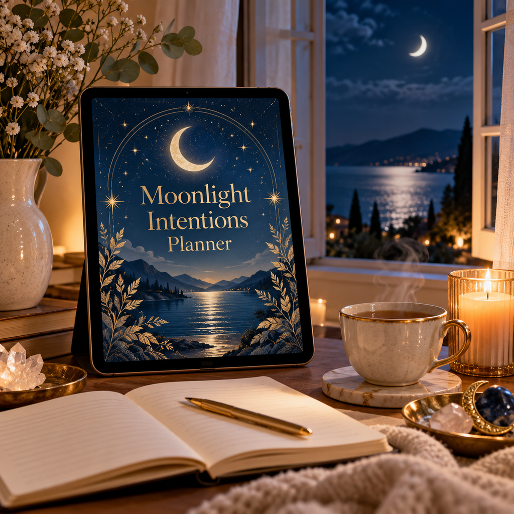 Moonlight Intentions Planner night planning scene